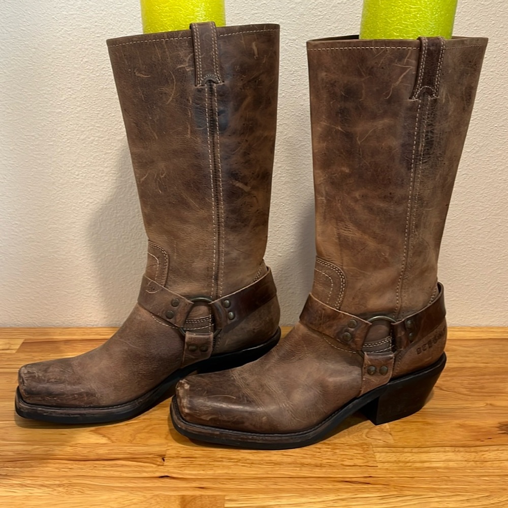 Brown leather boots